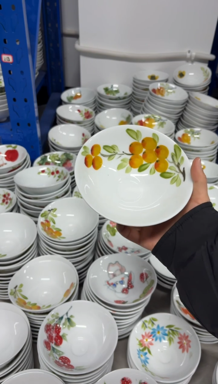 景德镇高温陶瓷食品级手绘釉中彩-斗笠碗