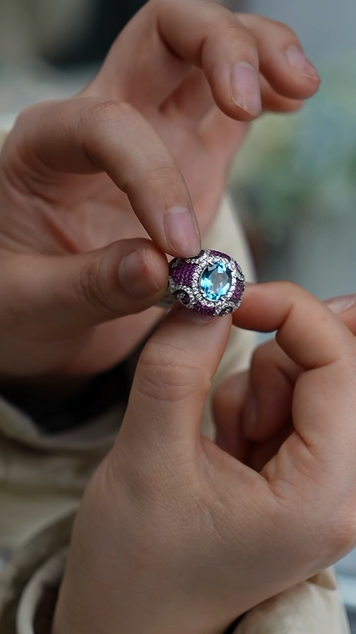 【闪购商品】托帕石戒指银S925镶嵌戒指