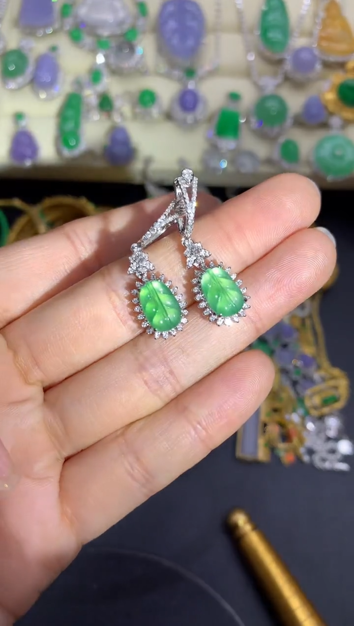 【闪购商品】翡翠耳饰18K金镶嵌467-中国好珍宝