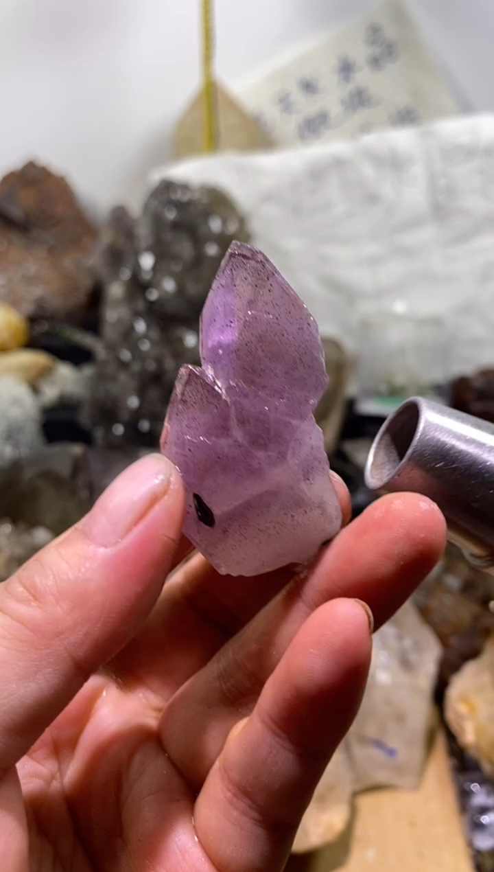 水晶珠宝半成品未镶嵌27号超七紫花园+金草莓隐山