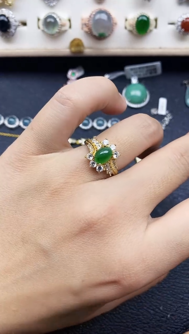 【闪购商品】翡翠戒指银S925镶嵌11111