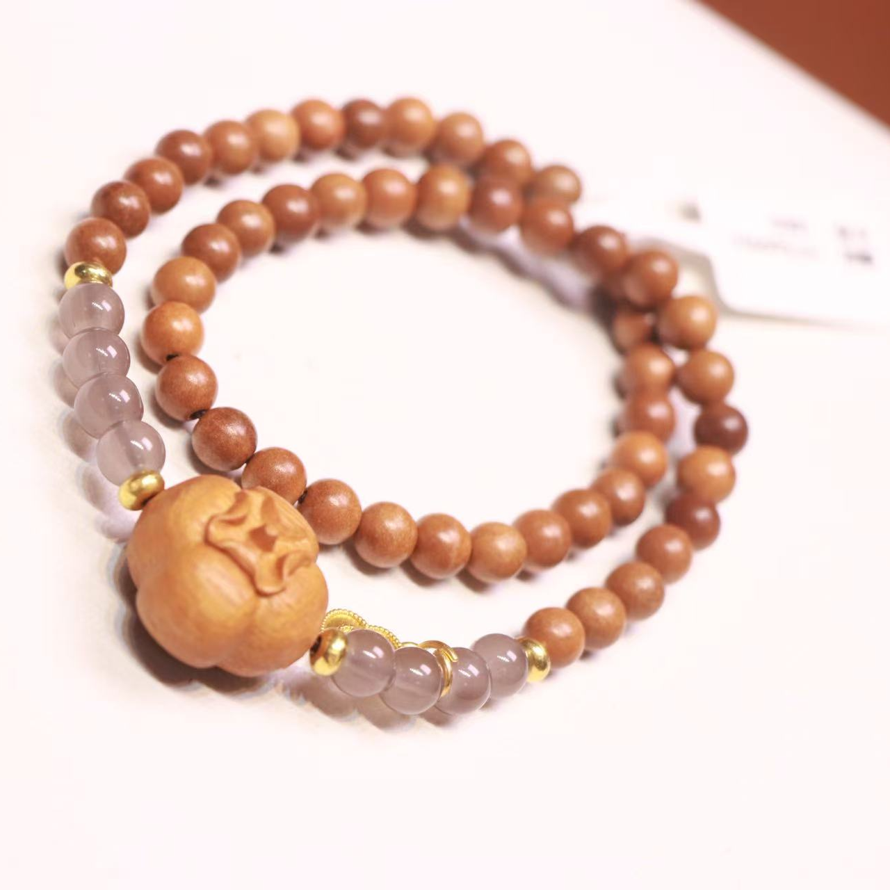 「沐兮文创」芭比檀双圈手串+南瓜配饰