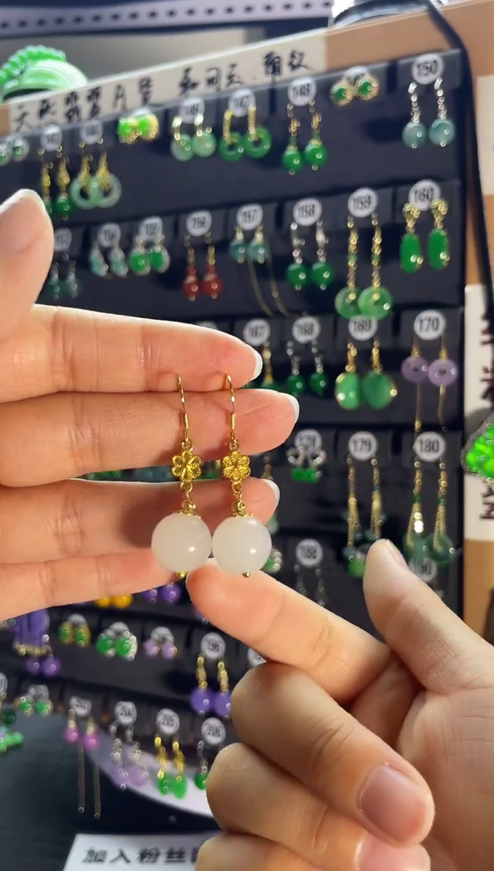 和田玉银S925镶嵌耳饰01.....