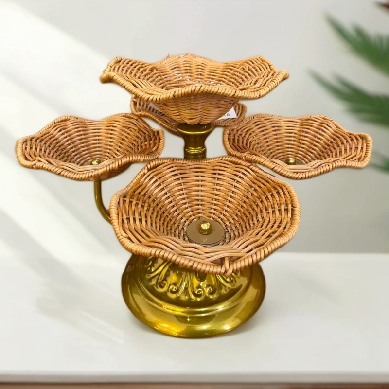 BF016(捡漏)欧式高级五花齐放双层收纳篮手工编织