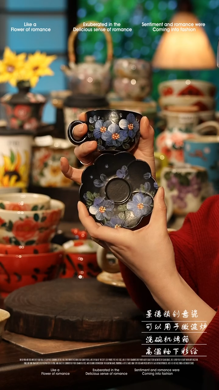 陶瓷景德镇高温釉下彩手工手绘款式@A0946@