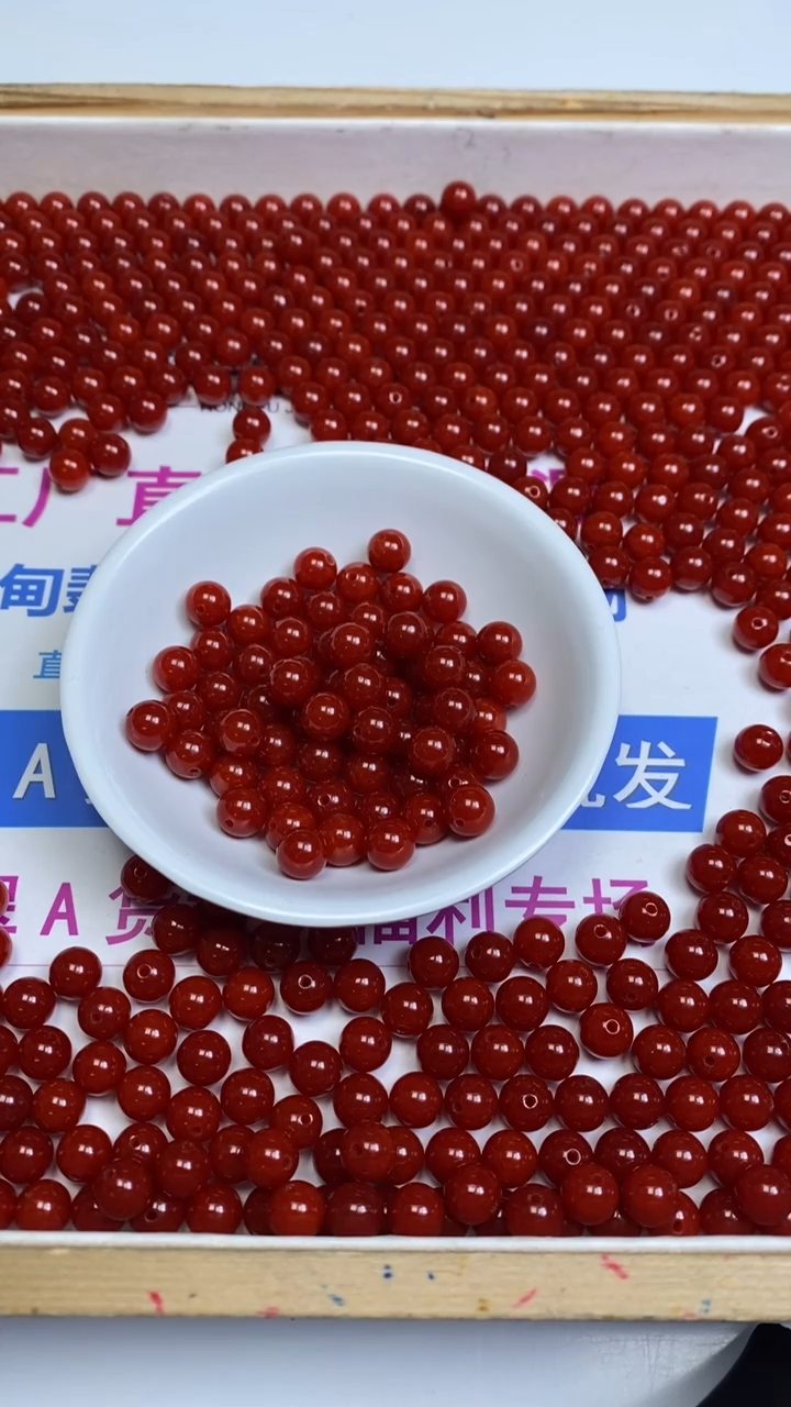 未镶嵌散珠南红玛瑙L436 柿子南红8mm25个6.8元