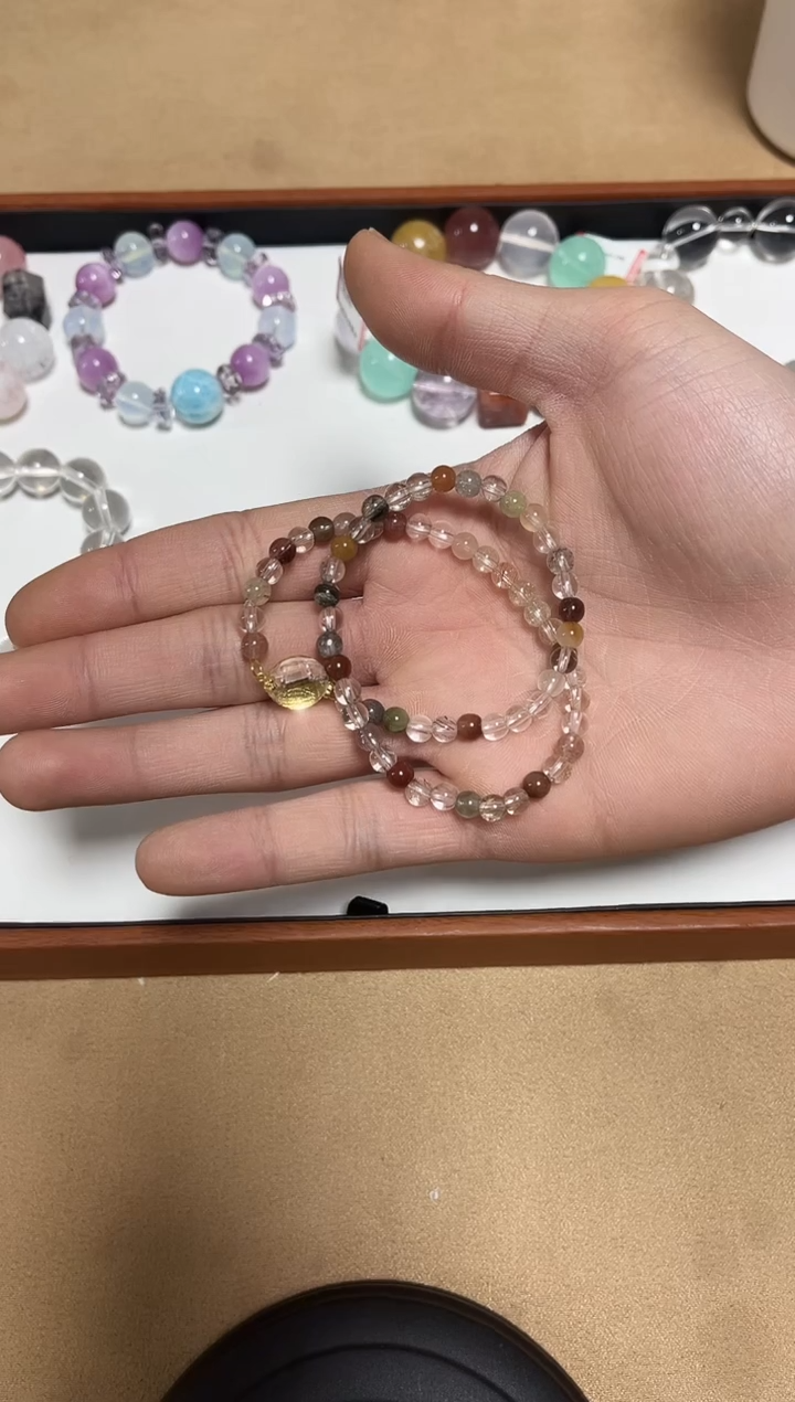 未镶嵌手链水晶14-28彩兔毛手串