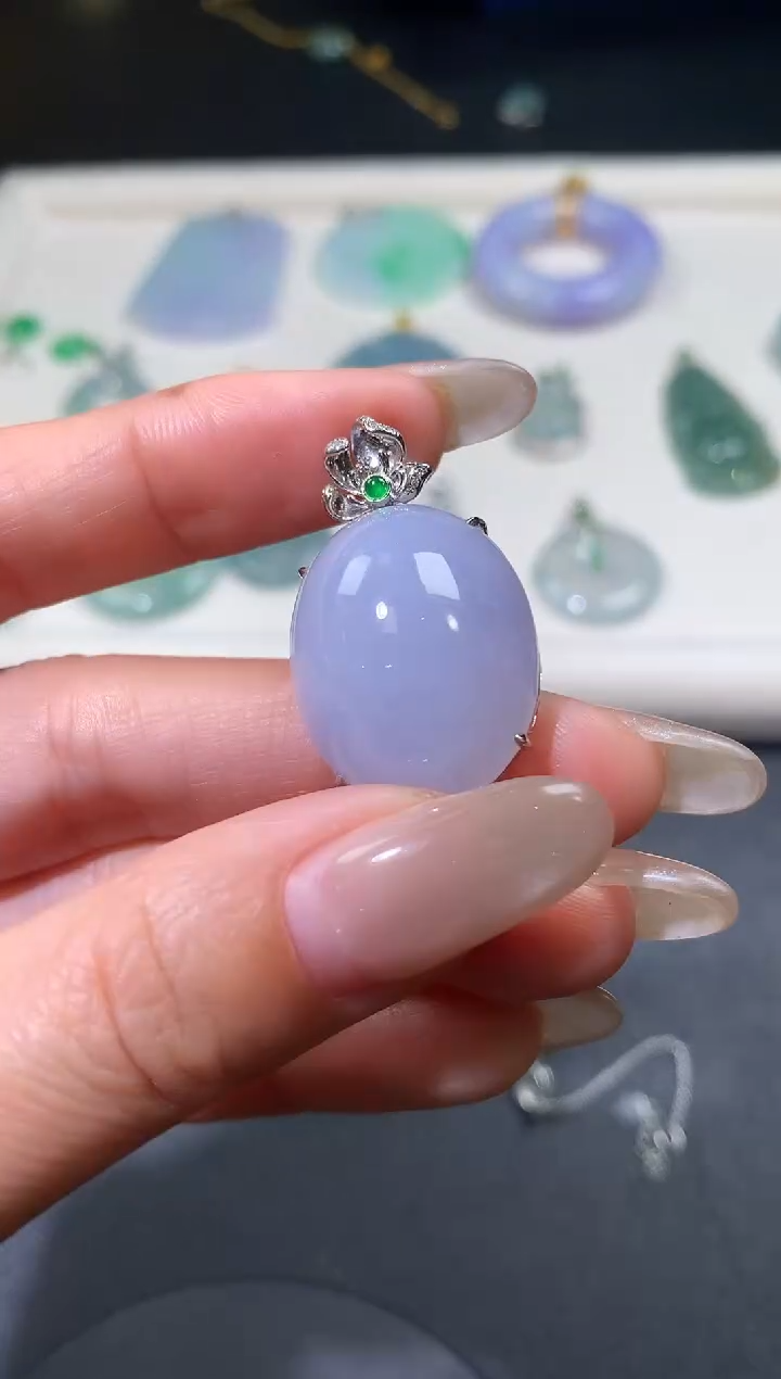 吊坠(不含链)18K金镶嵌翡翠翡翠