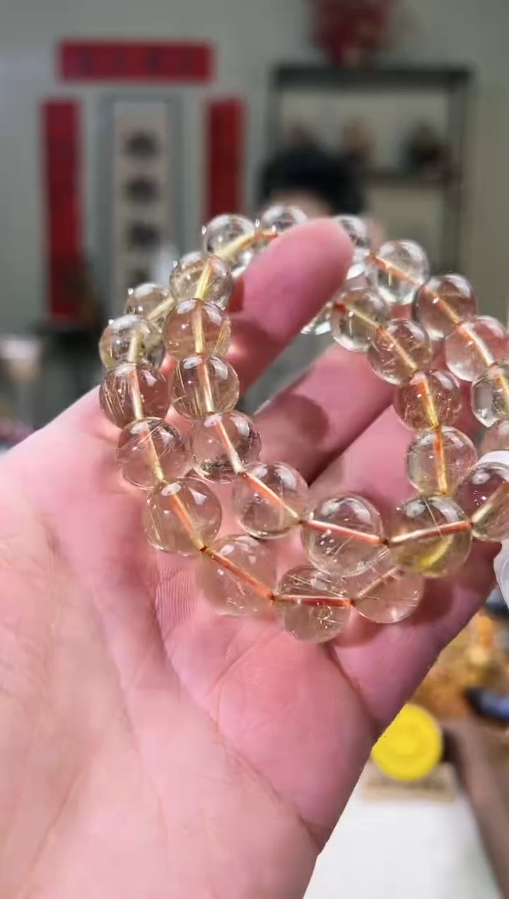 【闪购商品】发晶手串未镶嵌13+mm金发晶（多样性发其一）