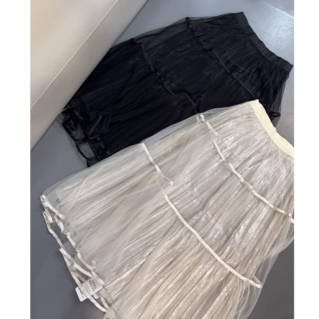 【文乐乐】夏季新款韩版洋气个性减龄时尚休闲潮流网纱百褶裙25130