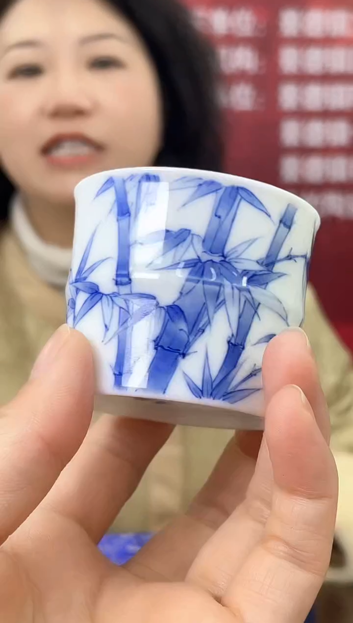 【闪购商品】013景德镇函夏非遗青花竹子竹节杯