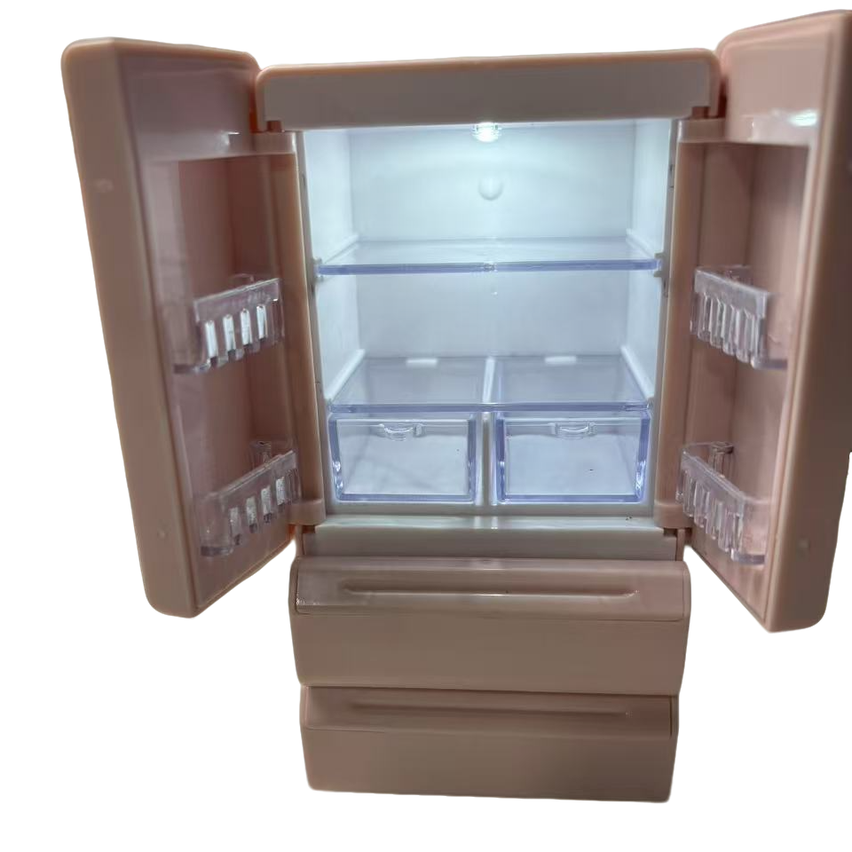 【灯光冰箱】微缩家用粉色冰箱过家家创意可爱家居摆件