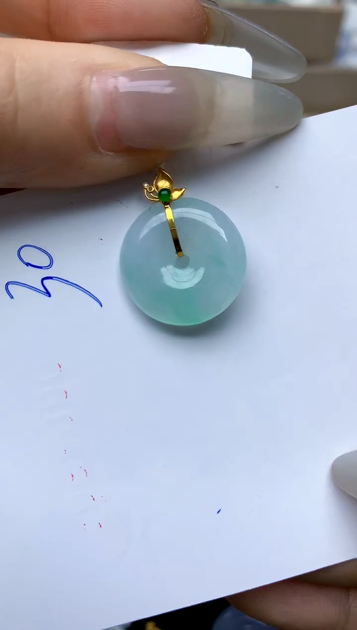 【闪购商品】翡翠颈饰18K金镶嵌30天然A货翡翠