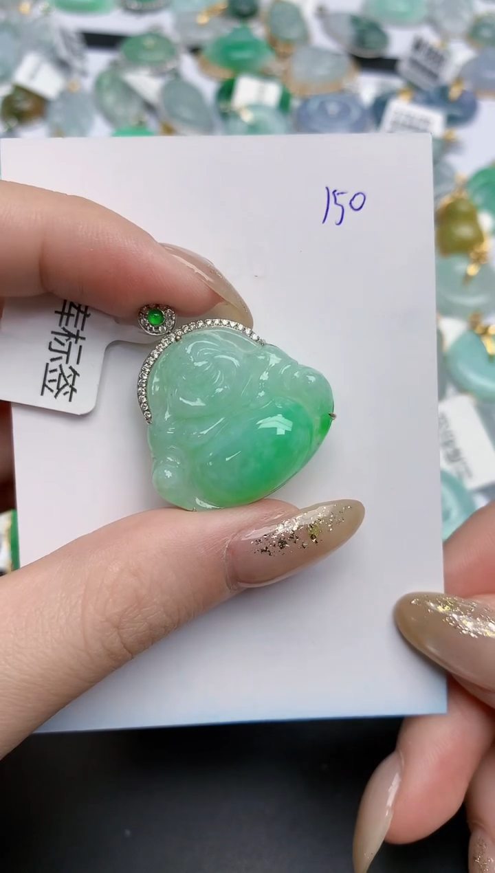 【闪购商品】翡翠颈饰18K金镶嵌天然缅甸翡翠A货