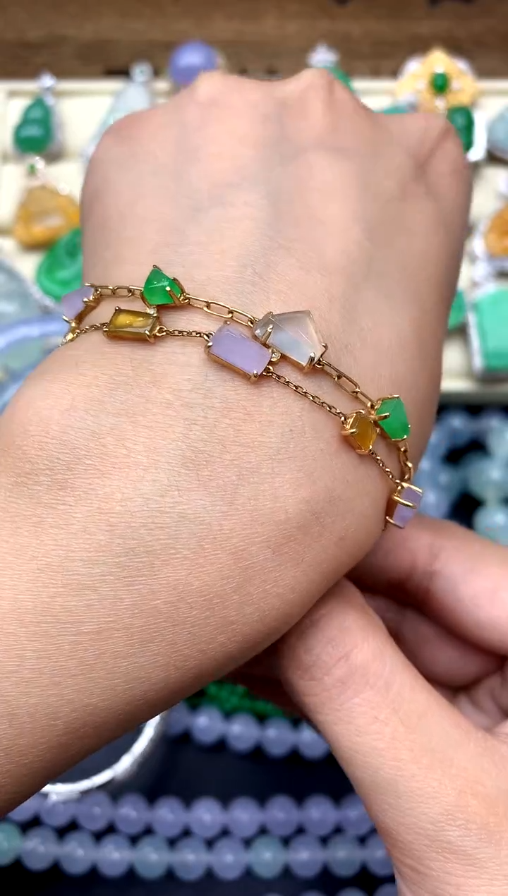 【闪购商品】翡翠手链18K金镶嵌284-中国好珍宝