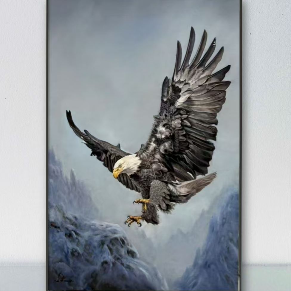 老鹰动物挂画雄鹰大鹏展翅适用于办公室卧室客厅玄关墙面装饰
