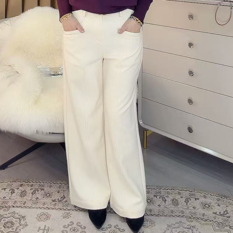 秋冬女款时尚百搭7721款高腰直筒百搭女士休闲裤