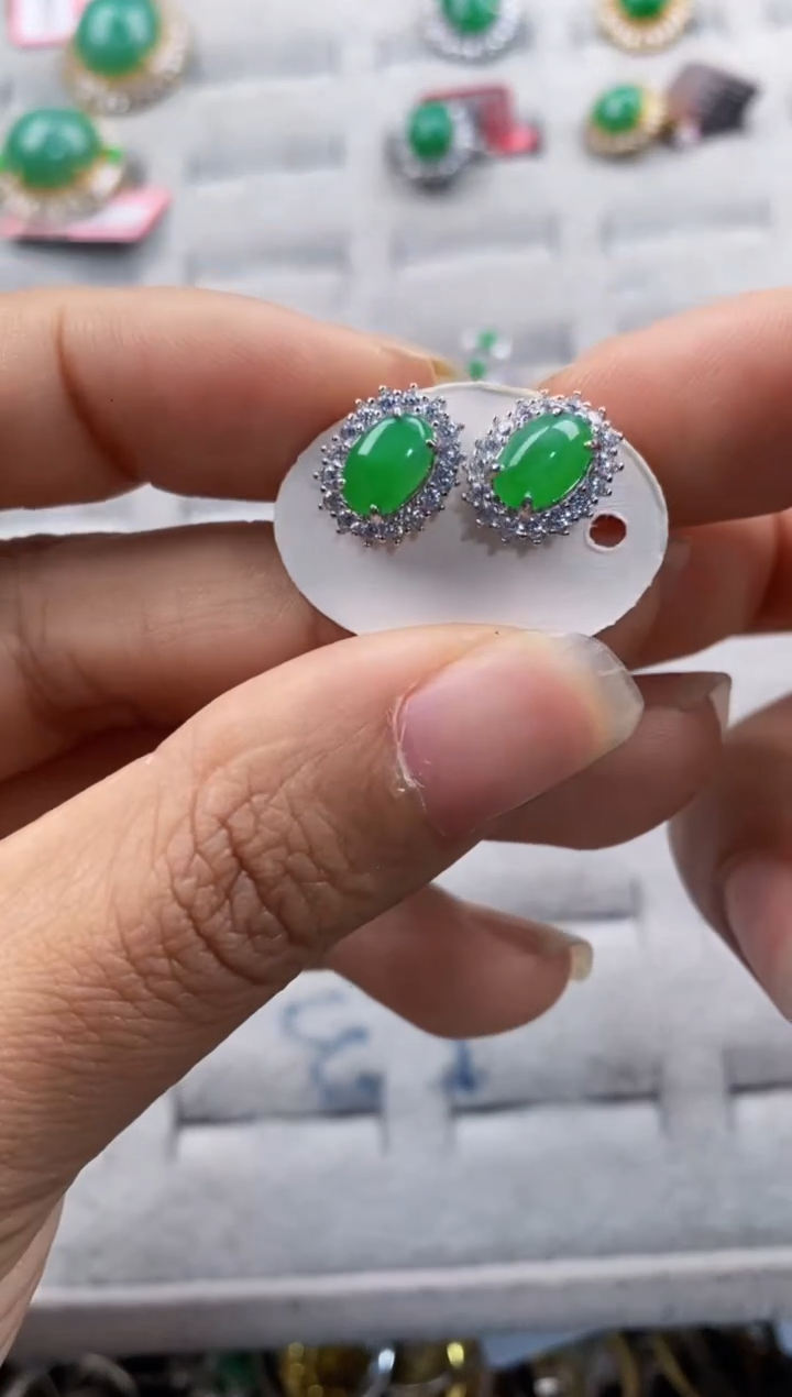 银S925镶嵌戒指翡翠111---8