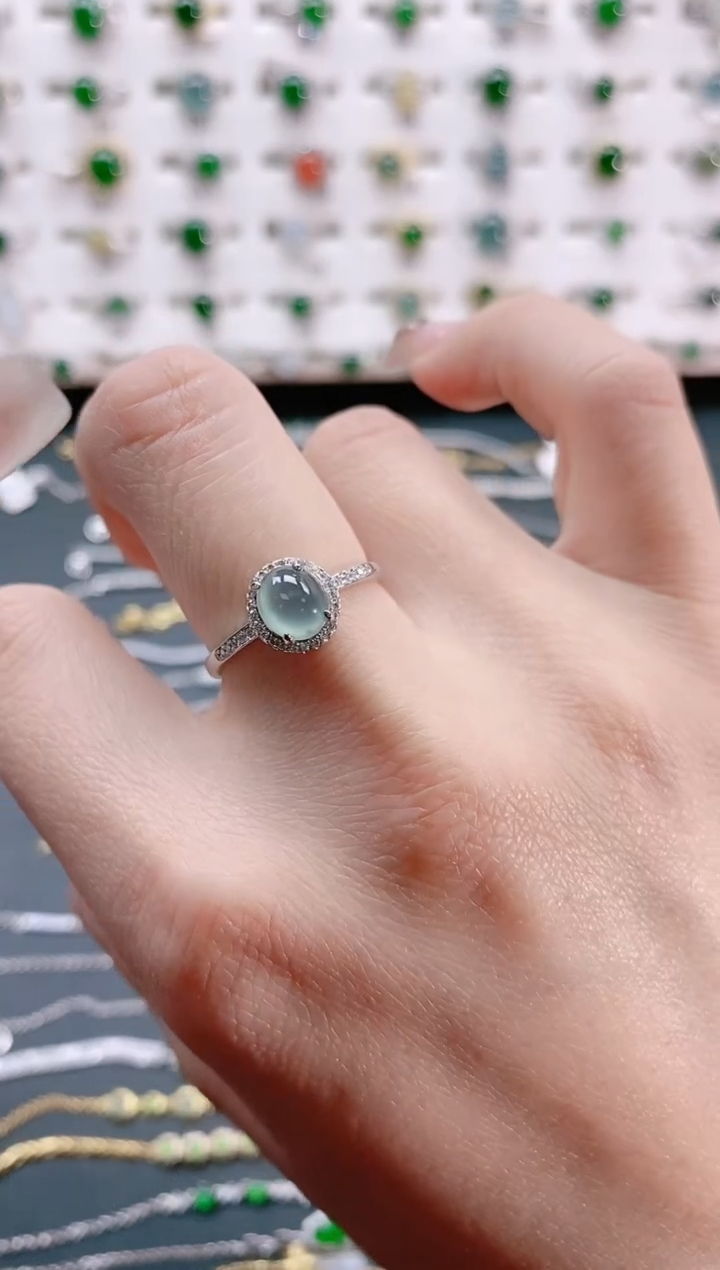 【闪购商品】翡翠戒指银S925镶嵌天然翡翠