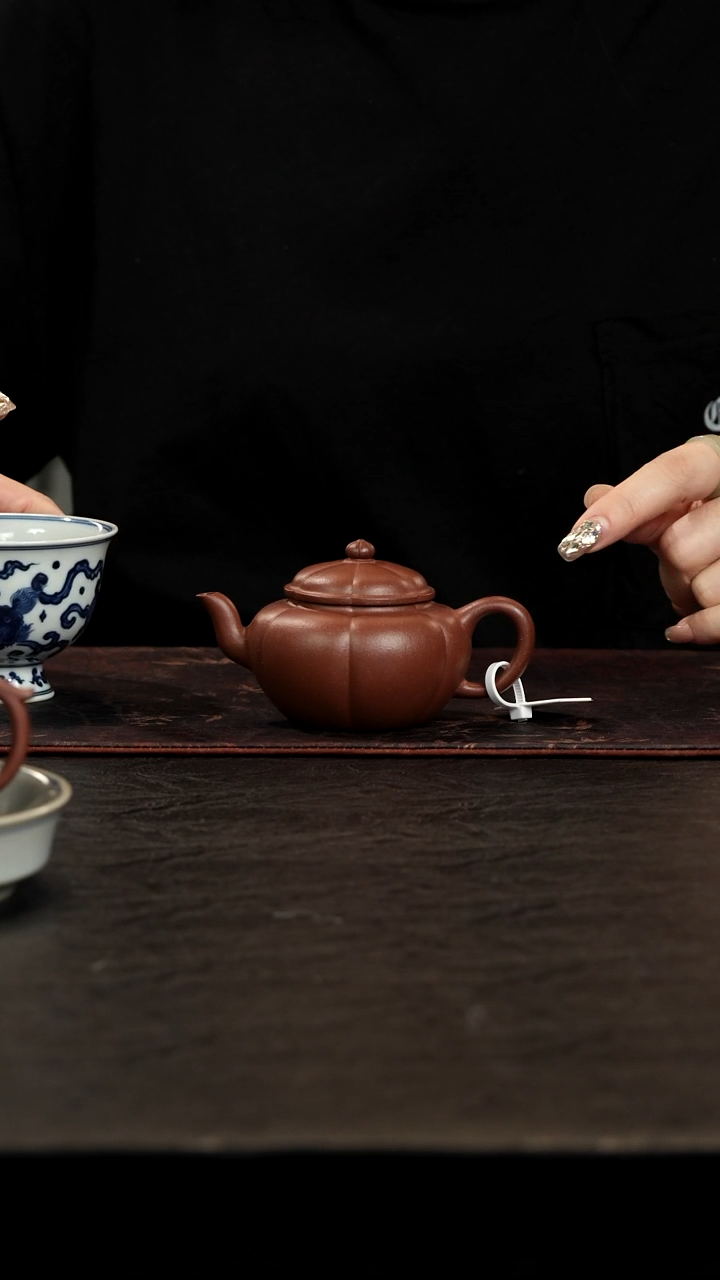 茶壶紫砂底槽青锦鼓壶130cc