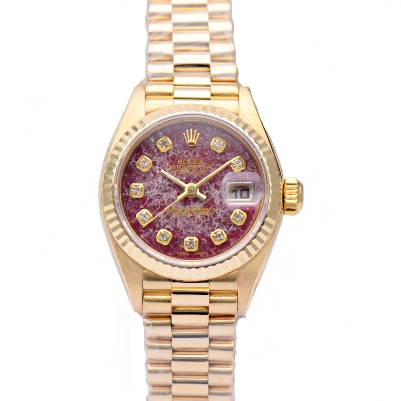 99新 Rolex/劳力士 女装日志69178后钻18K黄金26mm自动机械女表