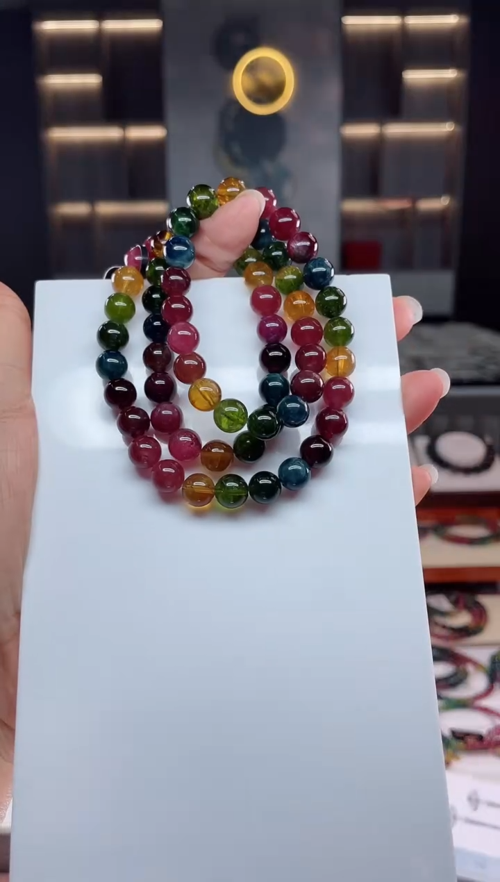 未镶嵌老矿碧玺三圈手串8mm+碧玺（多样性发一条）Q