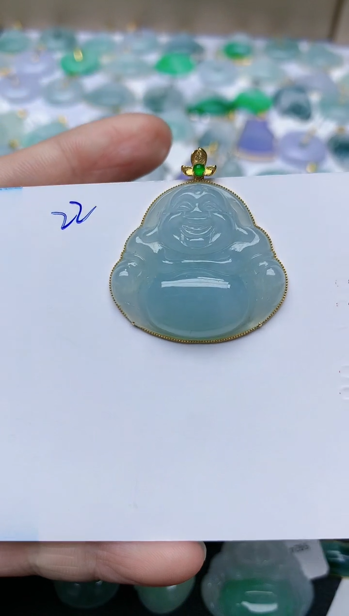 【闪购商品】翡翠颈饰18K金镶嵌天然翡翠A货    22