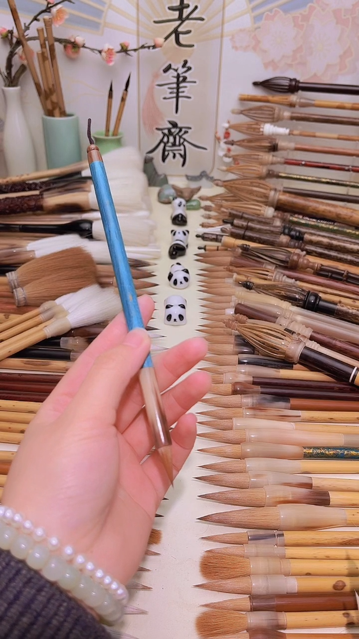 【闪购商品】湖蓝稳定木牛角杆纯狼毫小楷出峰2.0cm