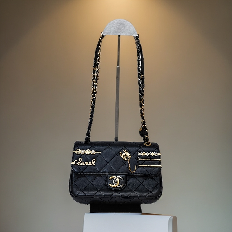 95新 Chanel/香奈儿 安洁利严选 黑色发夹 单肩斜挎包 335