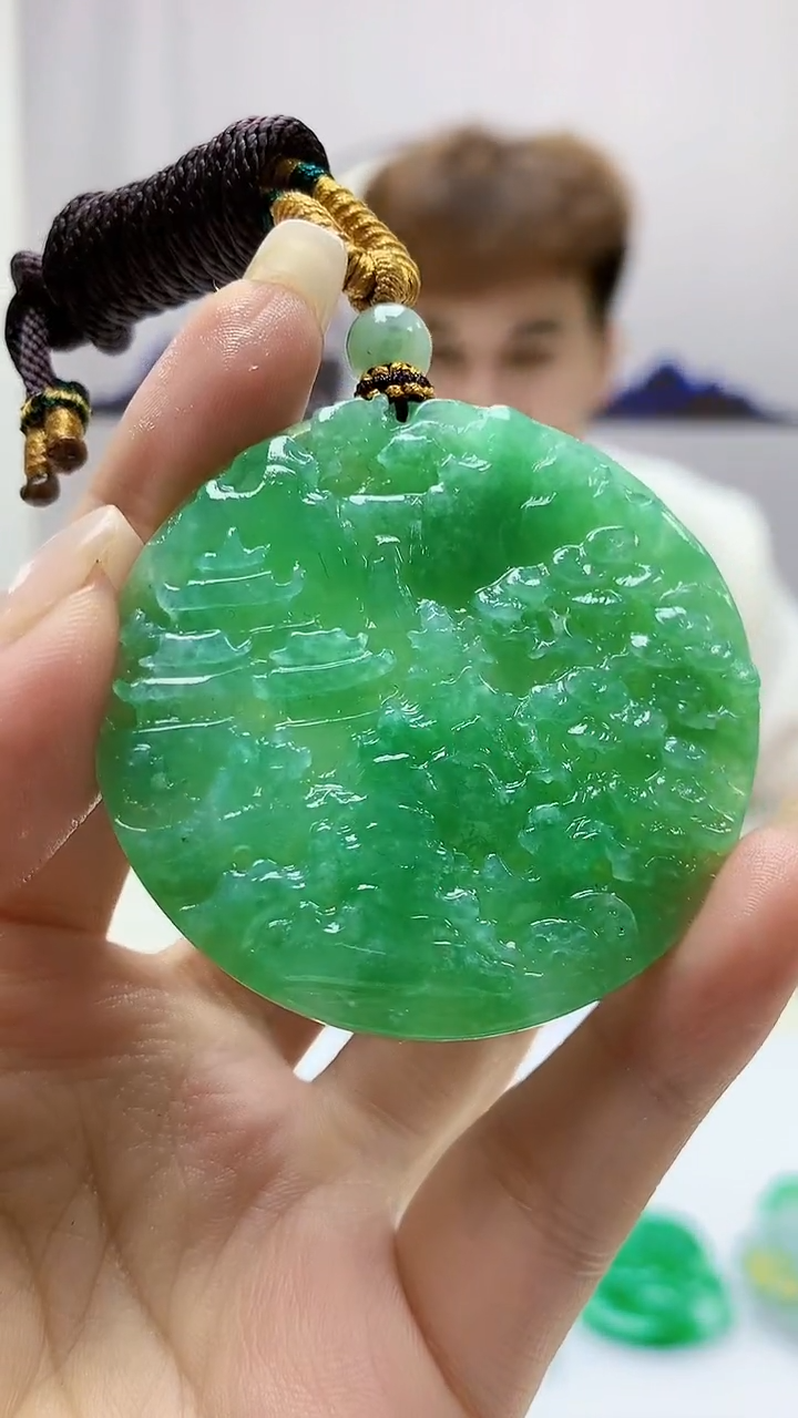 定制翡翠未镶嵌4868ms-毛货66山水