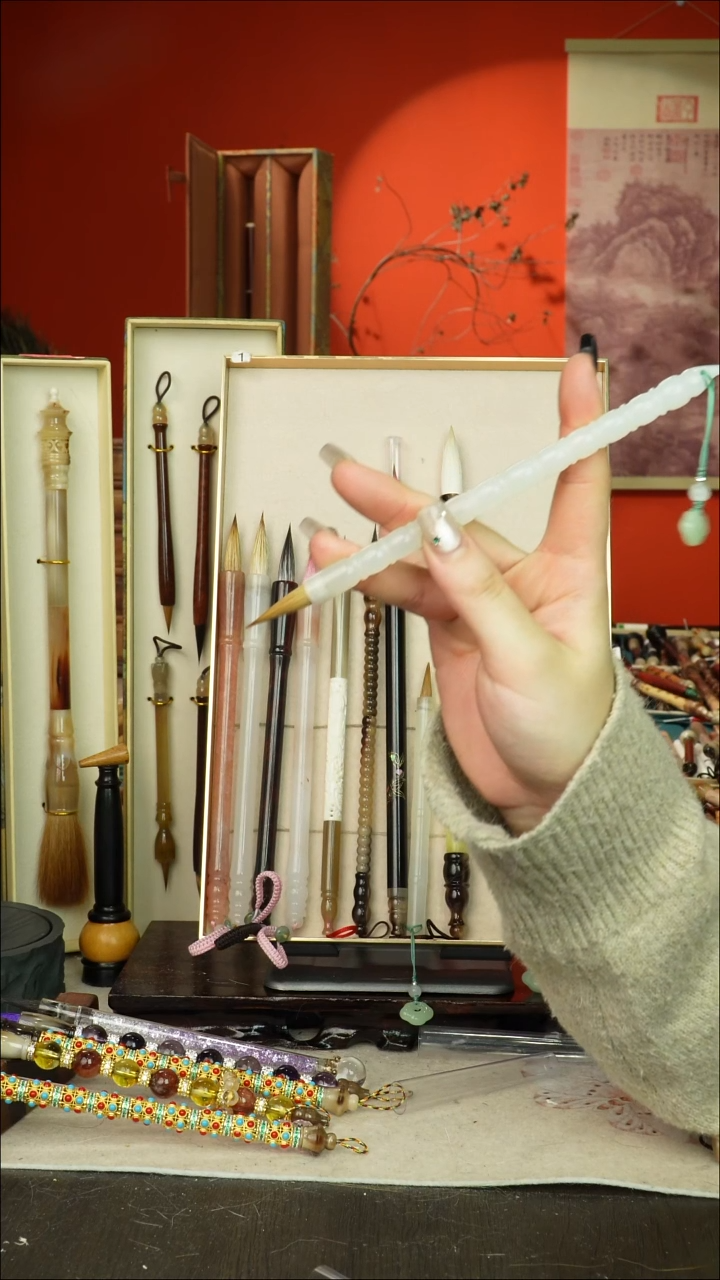 492号闪孤品高货毛笔链接 清水试笔 蘸墨不退