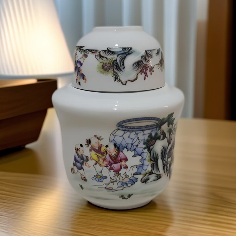 陶瓷粉彩孩童温酒壶