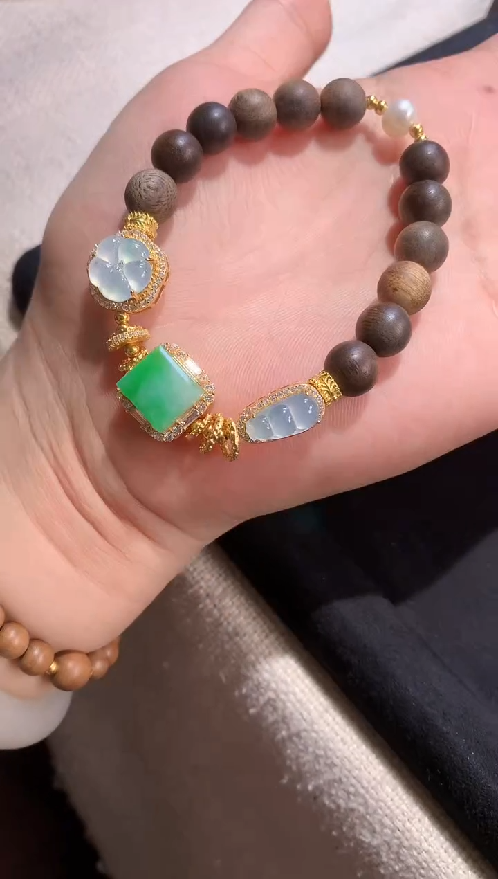 银S925镶嵌手串翡翠手串