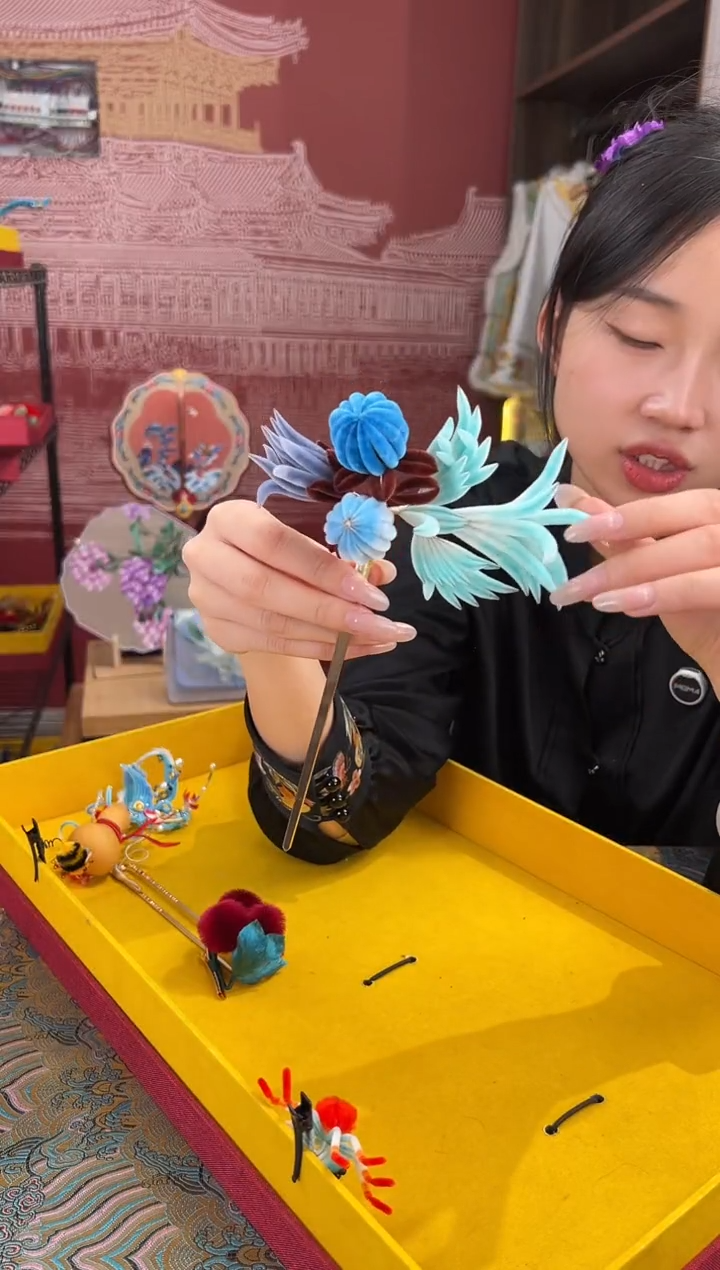 【闪购商品】刺绣非遗绒花（发饰）