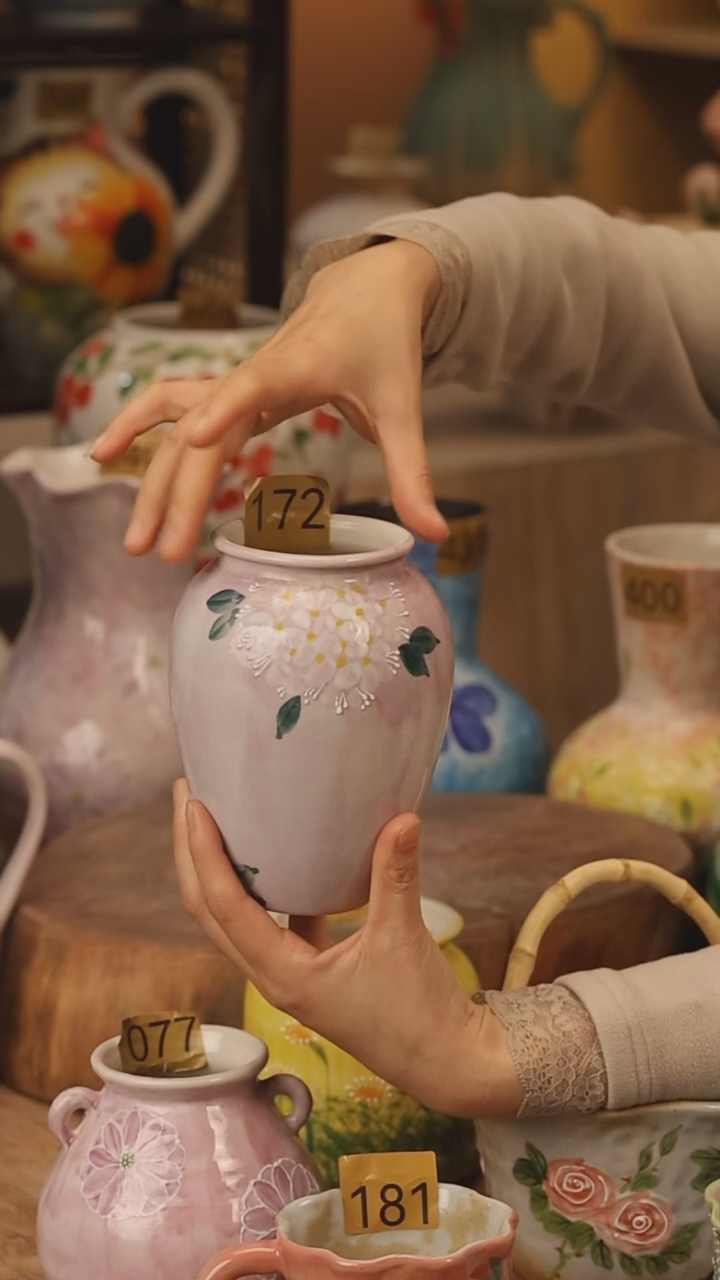 陶瓷景德镇设计师手作花器摆件侘寂风@M172@