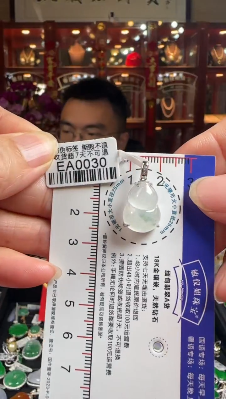 【闪购商品】翡翠颈饰18K金镶嵌EA0030冰葫芦