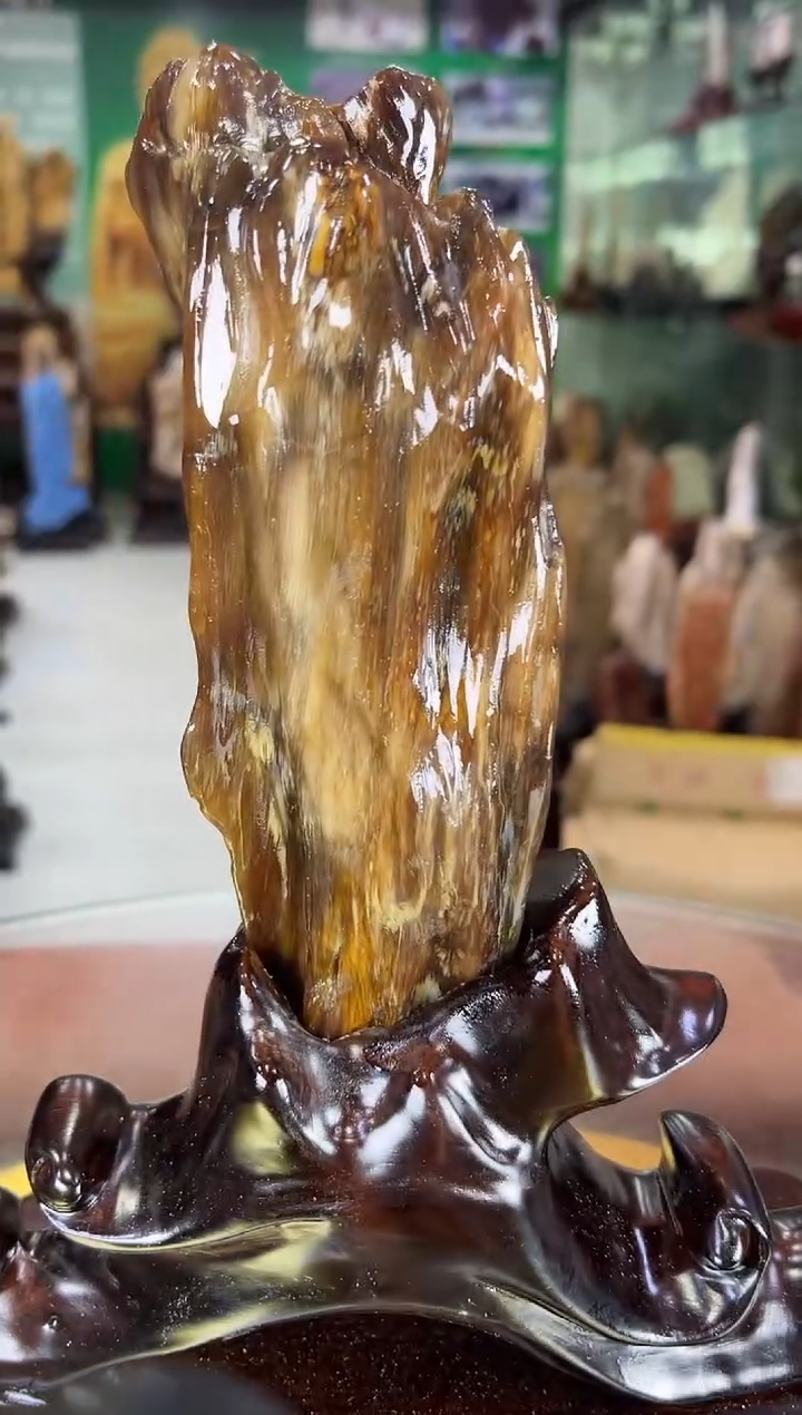 缅甸天然树化玉摆件