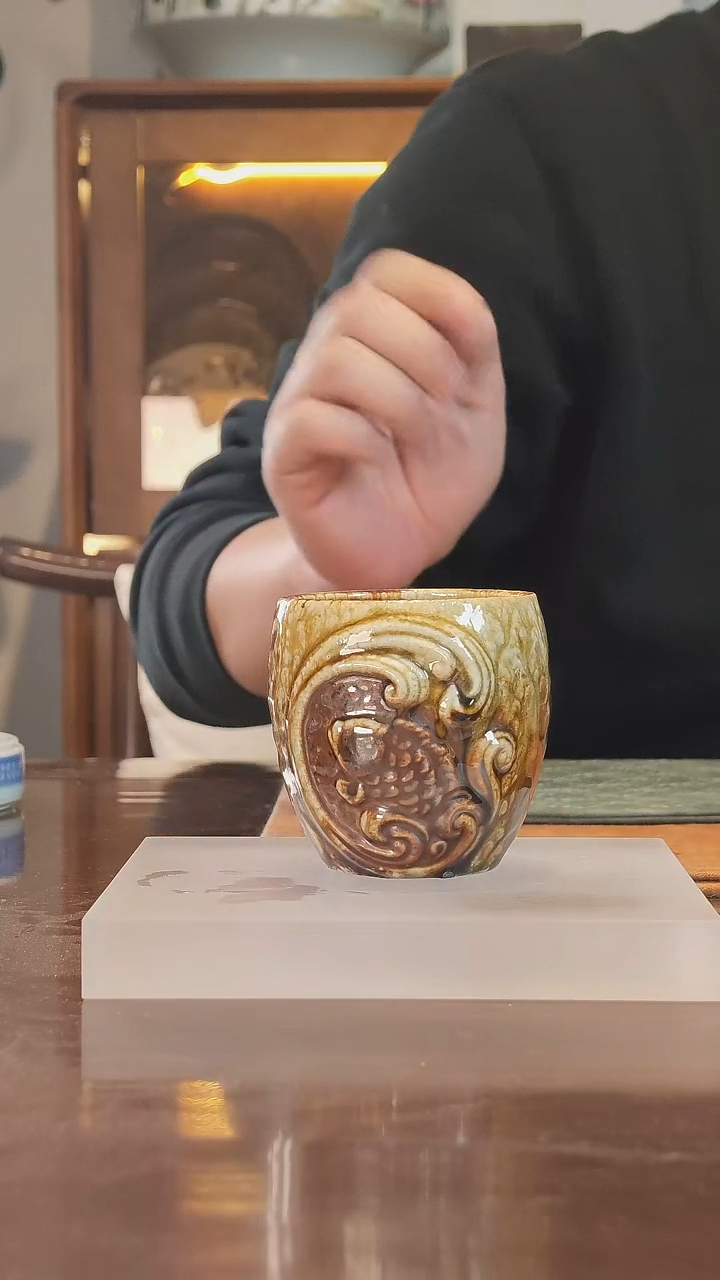 三生瓷 柴烧裸烧 年年有鱼 主人杯（一物一拍）