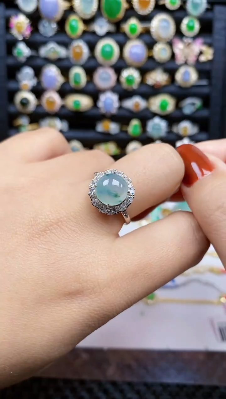 银S925镶嵌戒指翡翠378