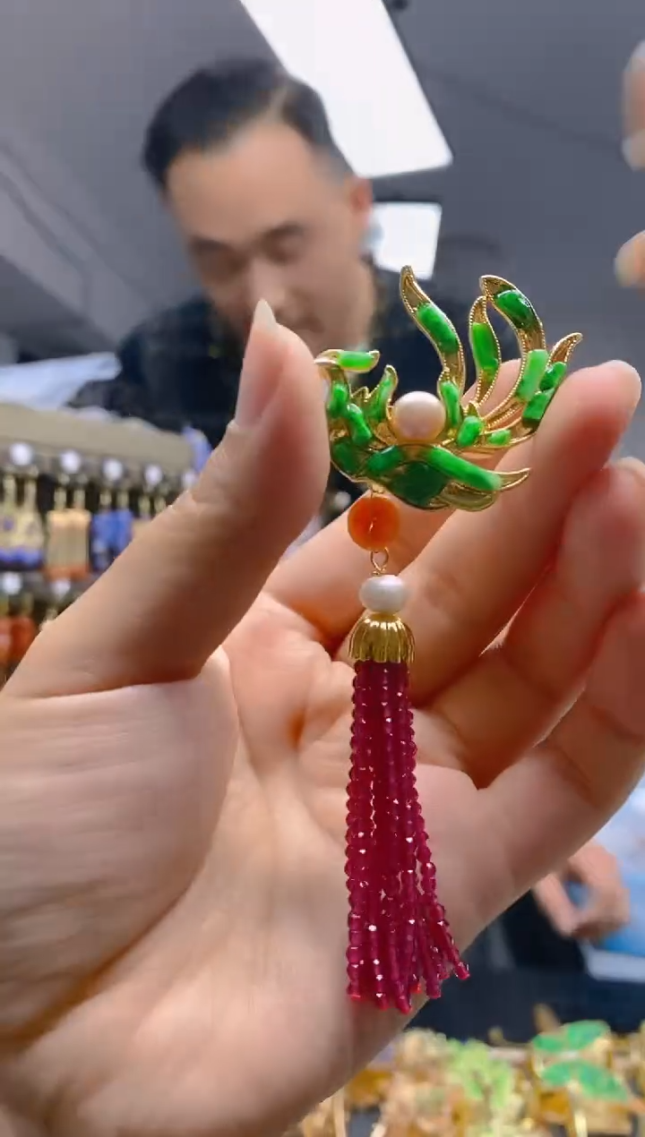 【闪购商品】翡翠耳饰合金0539翡翠胸针