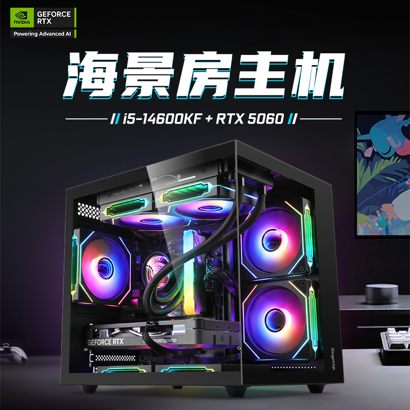 Colorful/七彩虹开学季 耀黑海景房14600kf+5060游戏主机2