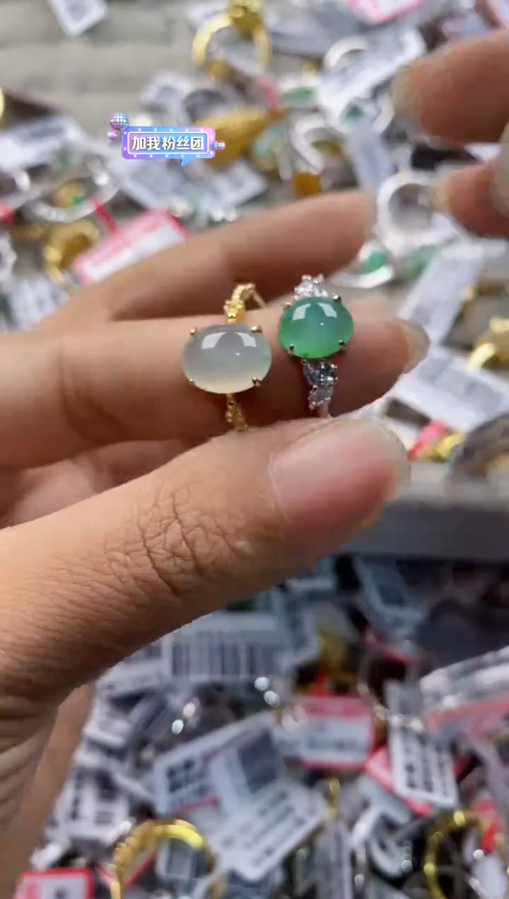 银S925镶嵌戒指翡翠5555**----1