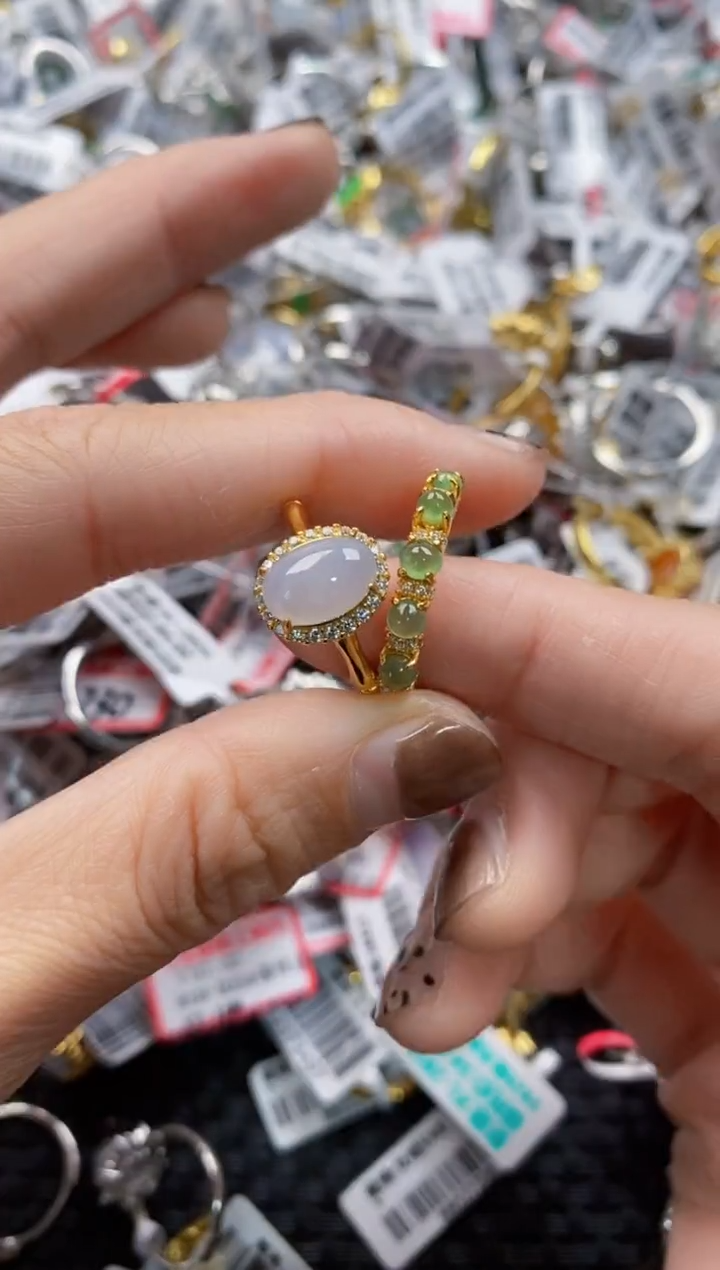 翡翠戒指银S925镶嵌777----8