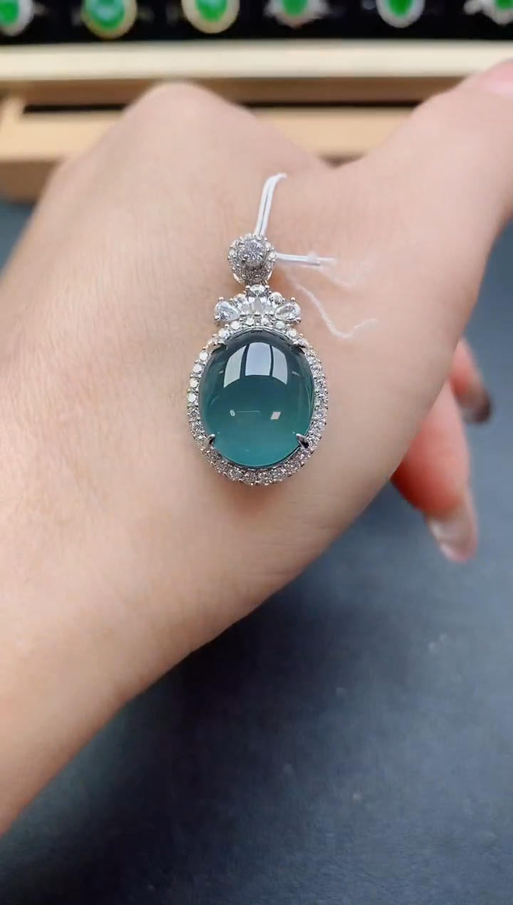 翡翠银S925镶嵌吊坠(赠链)50800