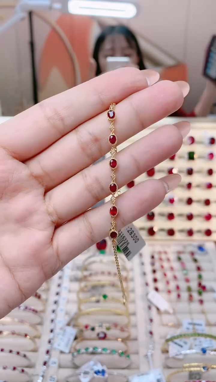【闪购商品】红宝石18K金手链18K金镶嵌1