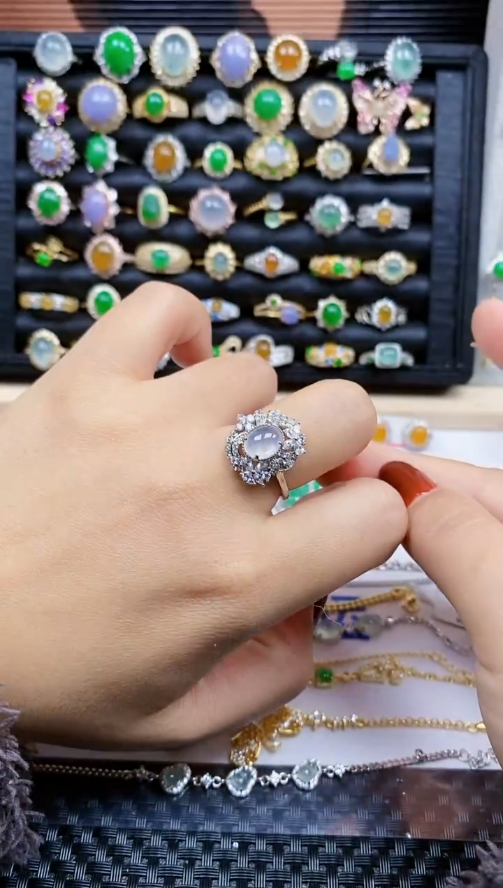 银S925镶嵌戒指翡翠238