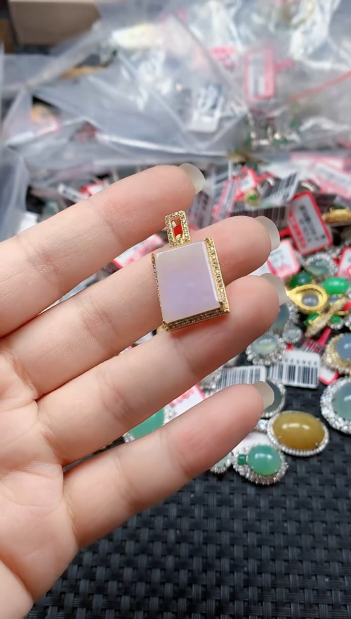 银S925镶嵌戒指翡翠天然A货缅甸翡翠