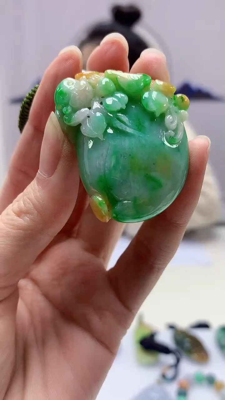 【闪购商品】定制翡翠未镶嵌4902zm-毛货挂件寿桃168