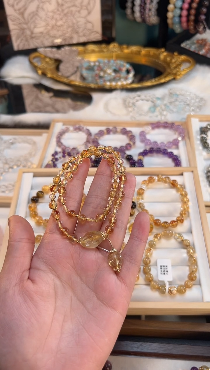 【闪购商品】水晶天然合金黄水晶双圈