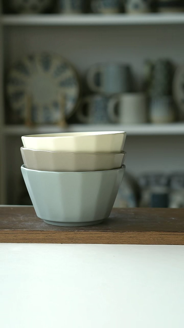 【闪购商品】陶瓷莫兰迪米饭碗3只装@4-2@